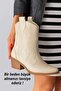 Beige Embroidered Women's Cowboy Boots - 4