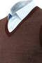 Men's V-Neck Burgundy Sweater Patterned Steel Knit Regular Fit - 5206H - 2