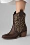 Coffee Embroidered Women's Cowboy Boots - 4