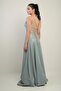Lined Glitter Long Evening Dress with Rope Straps - 4