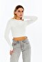 Round Neck Hand-Tied Long Sleeve Crop White - 5