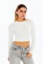 Round Neck Hand-Tied Long Sleeve Crop White