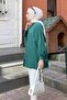Sleeve Detailed Shirt Oversize Shirt Emerald Green - 2