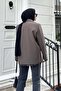 Leopard Detailed Blazer Jacket in Mink Color - 4