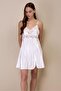 3978 Ecru Satin Nightgown Dressing Gown Set - 4