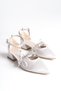 399 Rosabelle "Stylish Stone Bow Detailed Satin Women's Heeled Shoes |   Night and Invitation Shoes" - 2