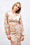 Knot Detailed Patterned Blouse - Brown - 3