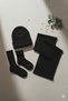 Timeless Black Women's Wool Scarf Beanie Socks Set - 3