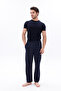 Cotton Pocket Plaid Printed Elastic Waist Stylish and Comfortable Men's Pajama Bottoms Navy Blue 3K - 4
