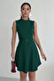 Crew Neck Belt Accessory Emerald Dress