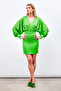 Mini Satin Skirt with Waist Detail - Light Green - 3