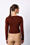 V-Neck Crop Knitwear - Brown - 6