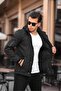 Outdoor Hooded Water and Wind Resistant Quilted Fur Inside Fiber Filled Inflatable Black Softshell Coat - 5