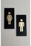 Women & Men Wc Toilet Diversion Set Black Glossy Plexiglass Self-Adhesive 7X15 cm