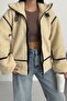 Viral Teddy Plush Beige Biker Jacket - 4