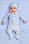 Blue Baby Boy 3-Piece Hospital Discharge Set – Jacket-Looking Jumpsuit, Hat and Blanket – 100% Cotton