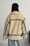 Viral Teddy Plush Beige Biker Jacket - 7