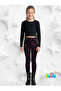 Jacquard Lycra Knitted Fabric Winter Black Pink Patterned Girls Leggings - 2