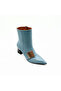 Blue Genuine Leather Mid Heeled Women's Boots - 5