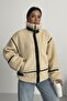 Viral Teddy Plush Beige Biker Jacket