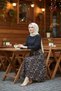Dark Leopard Patterned Long Flared Cut Hijab Skirt 5200-Tes - 2