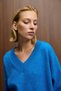 Norsha Women's V-Neck Soft Textured Relaxed Fit Knitwear Blue Sweater - 3
