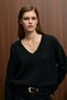Norsha Women's V-Neck Soft Textured Relaxed Fit Knitwear Black Sweater - 3