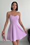 Thin Straps Backless Flared Graduation Dress Lilac - 2