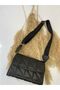 Adjustable Hand and Shoulder Bag with Column Strap and Embroidery Pattern