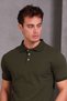 Men's Slim Fit Slim Fit Cotton Soft Texture Breathable Fabric Non Curling Collar Khaki Polo Neck T-Shirt - 3