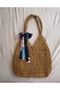 Lined Straw Bag / Hand Knitted Bag / Handmade Bag / Summer Bag / Beach Bag Paper Rope - 2