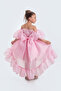 Flared Madonna Collar Puffy Chiffon Luxurious Pink Children Evening Dress Aby218 - 5