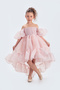 Flared Madonna Collar Fluffy Chiffon Luxury Powder Children Evening Dress Aby218 - 3