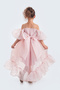 Flared Madonna Collar Fluffy Chiffon Luxury Powder Children Evening Dress Aby218 - 4