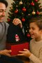 Black Wool Children's Beanie with New Year's Penguin Animal Figure and Punch Detail - 2