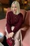Burgundy Comfortable Fit Buttoned Knitwear Women's Cardigan Mg2552 - 5