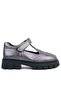 Genuine Leather Platinum Black Sole Velcro Girls' School Shoes - 3