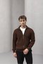 Coppola Thessaloniki Knitted Polo Collar Pocket Zippered Comfortable Fit Men's Knitwear Cardigan - Brown - 2