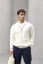 Coppola Brioche Knit Polo Neck Pocketed Zip-Up Relaxed Fit Men's Knit Cardigan - Ecru - 4
