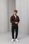 Coppola Thessaloniki Knitted Polo Collar Pocket Zippered Comfortable Fit Men's Knitwear Cardigan - Brown - 7