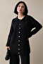 Buttoned Ribbed Black Knitwear Set - 4