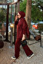 Women's Side Tie Suit Burgundy - 6