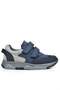 Genuine Leather Navy Blue Velcro Gray Sole Kids Sneakers Sports Shoes - 4