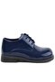 Navy Blue Patent Leather Rubber Laced Oxford Baby Shoes - 3
