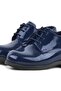 Navy Blue Patent Leather Rubber Laced Oxford Baby Shoes - 6