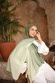Gradient Two-Tone Green Çağla Bamboo Kraş Tok Duran Women's Shawl Bk9 - 4