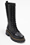 Women's Zippered Lace-Up Casual Boots Genuine Leather Br 88046 Black - 4