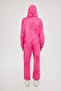 Women's Acid Washing Effect Tie-Dye Pattern Zippered Front Skirt Sleeve Elastic Hoodie Set - 8