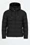 Men's Black Water and Windproof Hooded Thick Fur-Lined Puffer Jacket & Coat