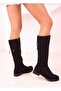 Black Suede Women's Stylish Boots with Lace-Up Back 1071000 - 3